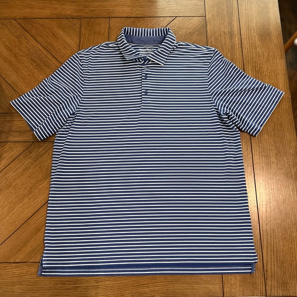 VINEYARD VINES JIM NANTZ MENS POLO SHIRT BLUE WITH WHITE STRIPES SIZE XL - Picture 6 of 8